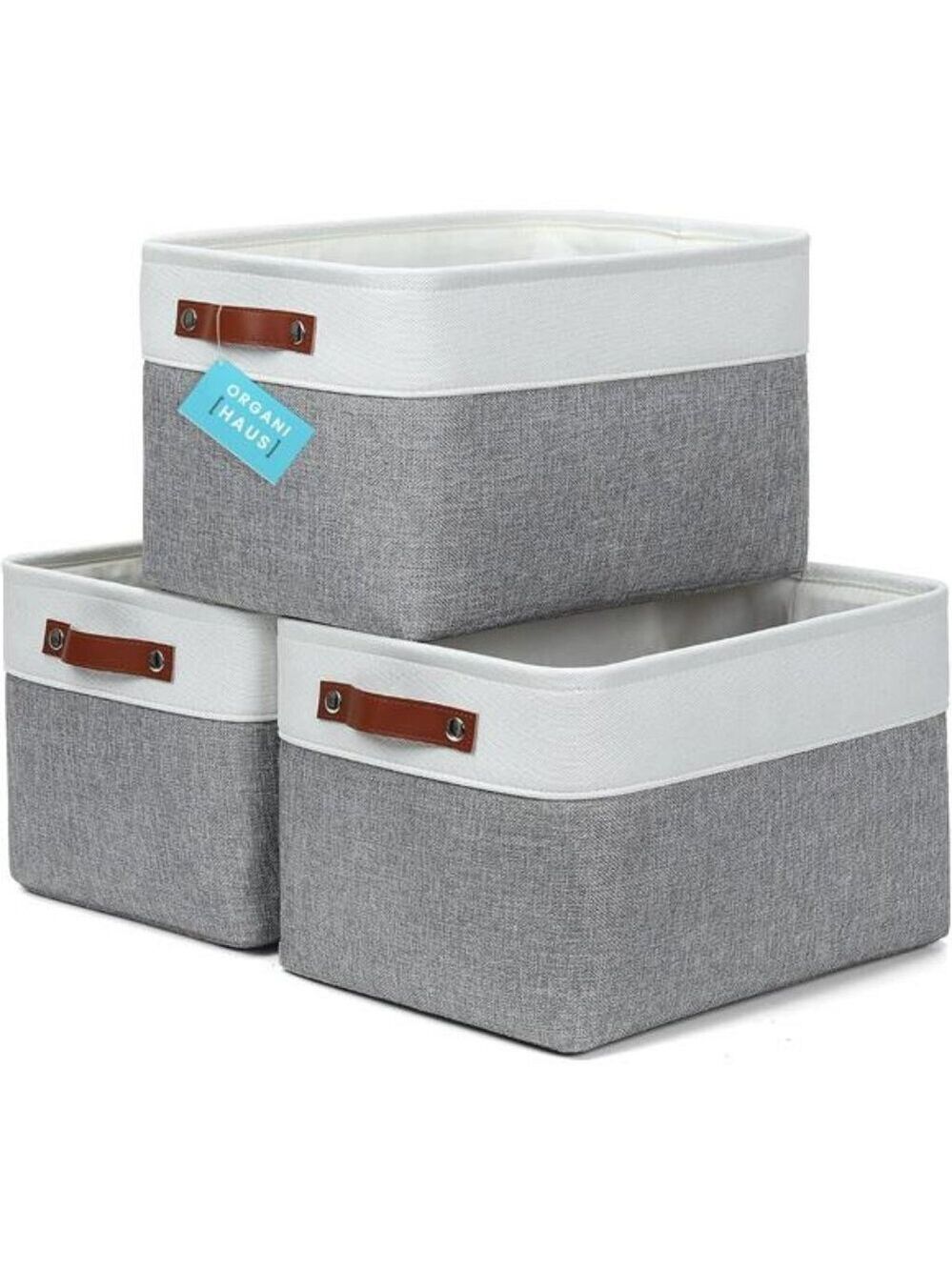 Large Fabric Storage Bins 3 Pack Closet Organizer Baskets for Shelves Linen
